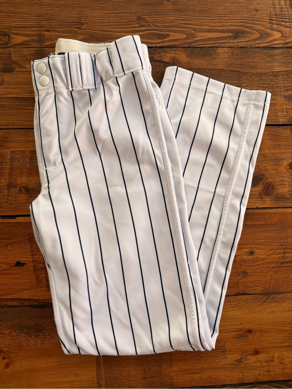 Boys White and Navy Pinstripe Baseball Pants